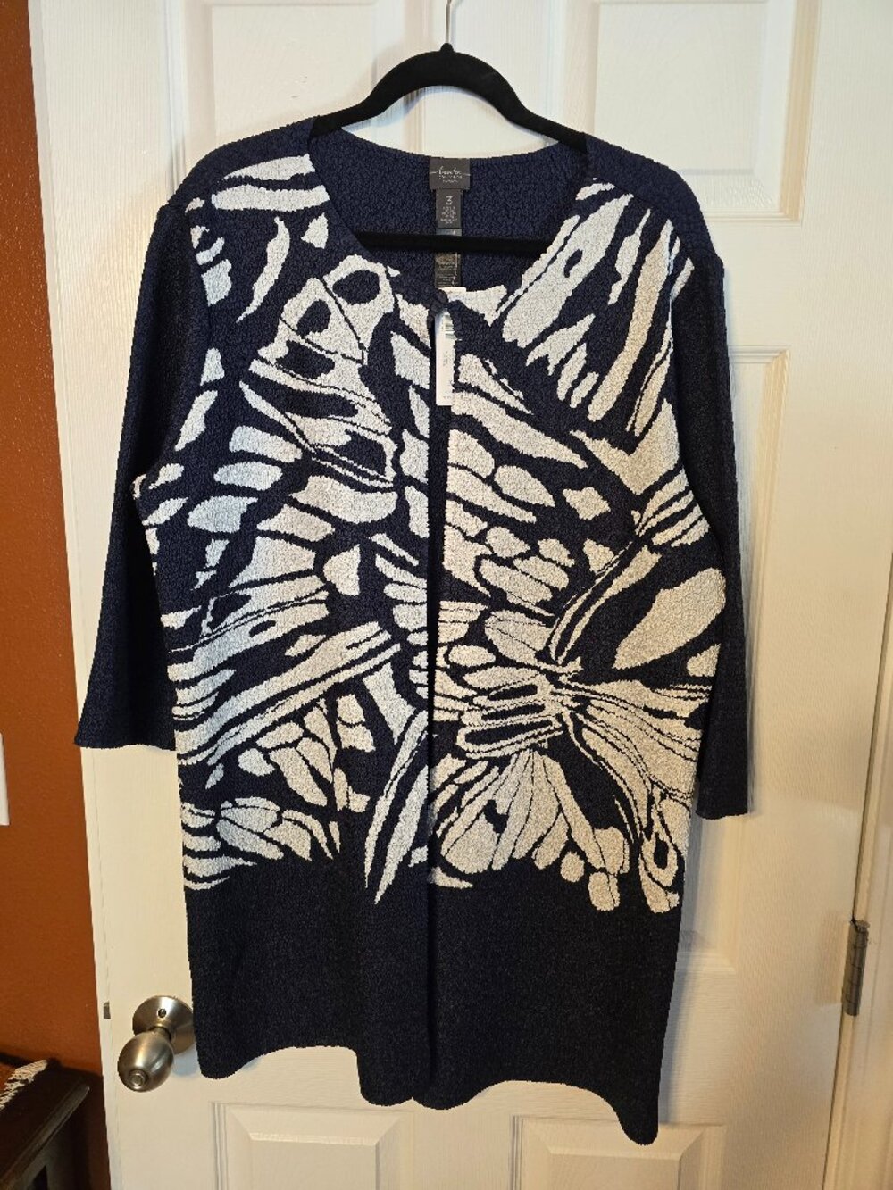 Chico's Travelers Crushed Jacket Navy & White - NWT